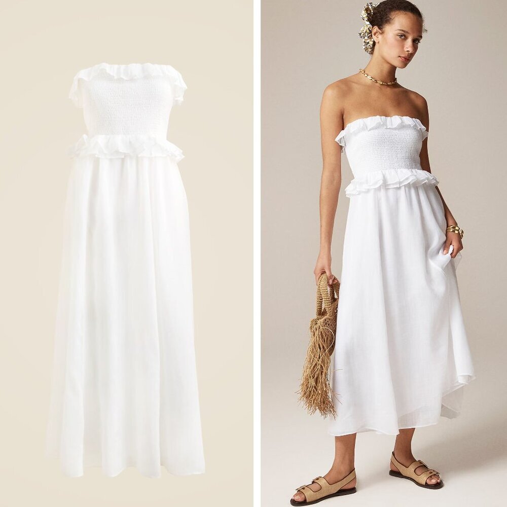 New! J. Crew White Petite Ravenna Midi Dress Size Medium 23458